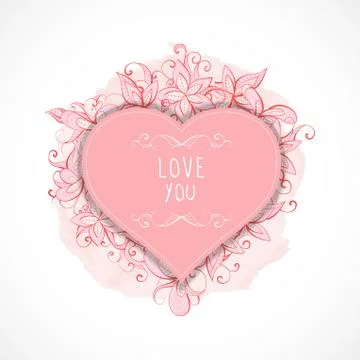 Vector illustration with frames in heart shape. Stock Illustration