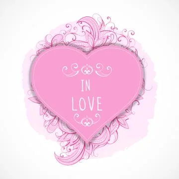 Vector illustration with frames in heart shape Stock Illustration