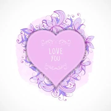 Vector illustration with frames in heart shape Stock Illustration