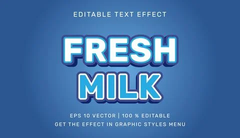 Vector illustration of Fresh milk 3d text effect template Illustration