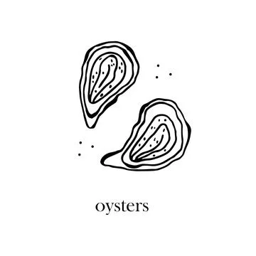 Vector illustration of fresh oysters in shells. Seafood. Hand-drawn illustrat イラスト素材