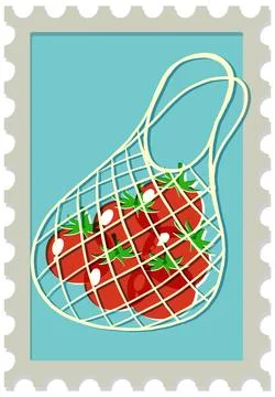 Vector Illustration of Fresh Red Tomatoes in Reusable Net Bag Stock Illustration