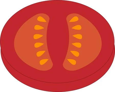 Vector illustration of fresh tomato. red slice of vegetable Stock Illustration