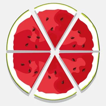 Vector illustration of the fresh watermelon cut like pizza Stock Illustration