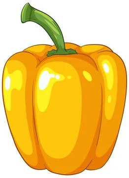 Vector Illustration of a Fresh Yellow Bell Pepper with Green Stem Stock Illustration