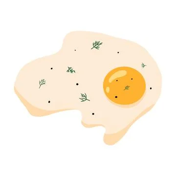 Vector illustration of fried egg with greens. Stock Illustration