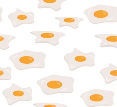 Vector illustration of fried eggs seamless pattern Stock Illustration
