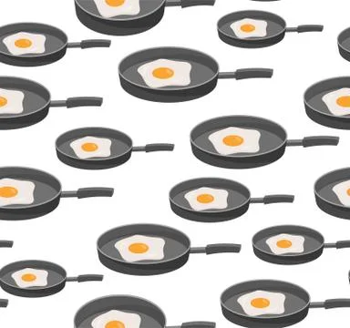 Vector illustration of fried eggs seamless pattern Stock Illustration