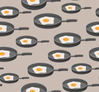 Vector illustration of fried eggs seamless pattern Stock Illustration