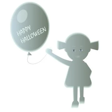 Vector illustration with a friendly ghost girl and a balloon Stock Illustration