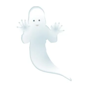 Vector illustration of a friendly white ghost. Nice ghost for Halloween card Stock Illustration