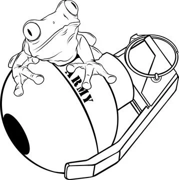 Vector illustration of frog on hand granate Stock Illustration