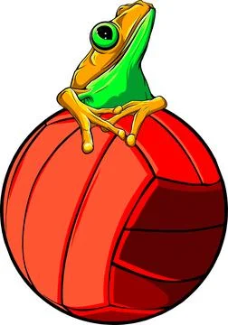 Vector illustration of frog sitting on ball isolated on white background Stock Illustration