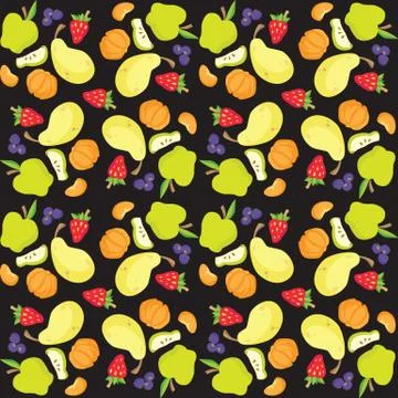 Vector illustration of fruit and berry pattern Illustrazione stock