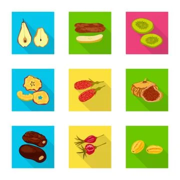 Vector illustration of fruit and dried logo. Set of fruit and food vector icon Stock Illustration