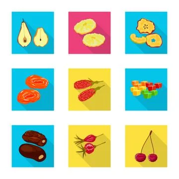 Vector illustration of fruit and dried icon. Set of fruit and food vector icon Stock Illustration