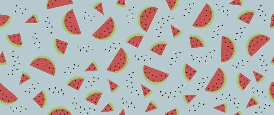 Vector illustration. Fruit seamless vector pattern with pieces of watermelon Illustrazione stock