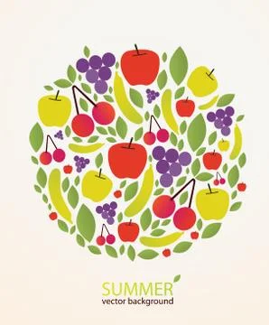 Vector illustration with fruits Stock Illustration