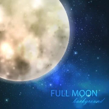 Vector illustration of  full moon on the night starry sky background Stock Illustration