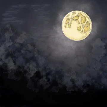 Vector illustration of a full moon in the night sky Stock Illustration