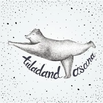 Vector illustration of fun a bear isolated on vintage background. Print posture Stock Illustration