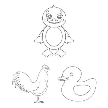 Vector illustration of funny and poultry symbol. Collection of funny and farming Illustrazione stock