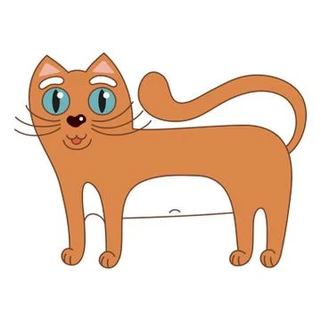 Vector illustration of funny cute red cat with white tummy Stock Illustration