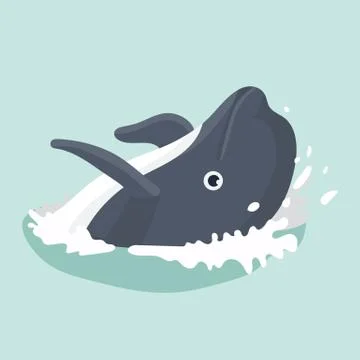 Vector illustration of a funny dolphin. Stock Illustration
