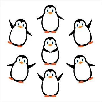 Vector illustration. Funny penguins. A collection in a flat style Stock Illustration