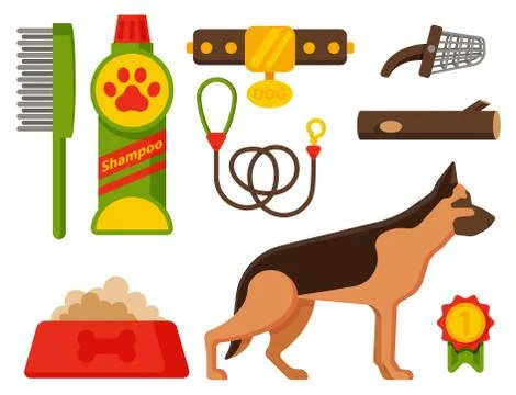 Vector illustration funny thoroughbred german shepherd dog attentive happy pet Stock Illustration