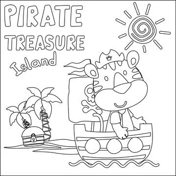 Vector illustration of funny tiger pirate, Stock Illustration