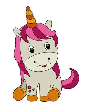 Vector illustration funny unicorn is doing the smiling Stock Illustration