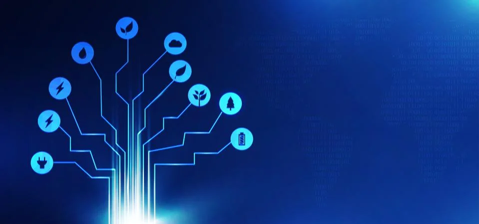 Vector Illustration With Future Technology Idea In Blue. Stock Illustration