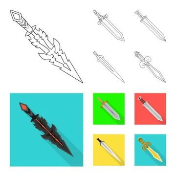 Vector illustration of game and armor logo. Set of game and blade stock symbol Stock Illustration