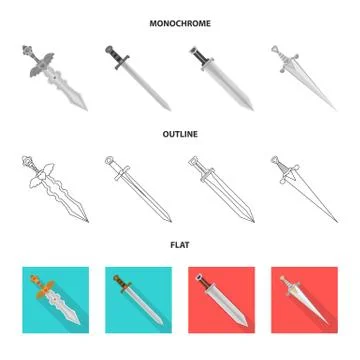 Vector illustration of game and armor sign. Collection of game and blade vector イラスト素材