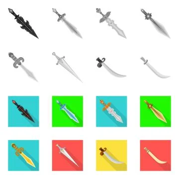 Vector illustration of game and armor sign. Set of game and blade vector icon イラスト素材