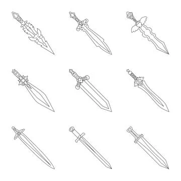 Vector illustration of game and armor sign. Collection of game and blade vector イラスト素材