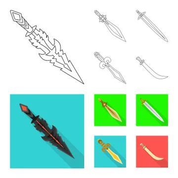 Vector illustration of game and armor sign. Collection of game and blade vector イラスト素材