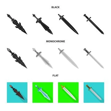 Vector illustration of game and armor logo. Collection of game and blade stock Illustrazione stock