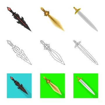 Vector illustration of game and armor sign. Collection of game and blade stock イラスト素材