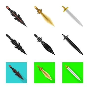 Vector illustration of game and armor sign. Set of game and blade stock symbol イラスト素材