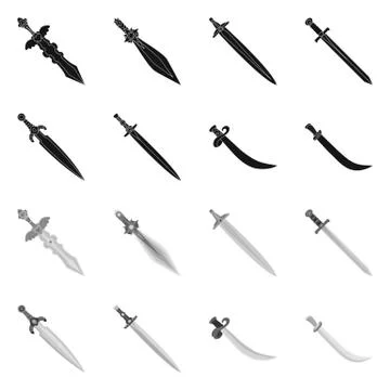 Vector illustration of game and armor sign. Set of game and blade stock symbol Stock Illustration