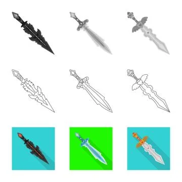 Vector illustration of game and armor logo. Collection of game and blade stock Stock Illustration