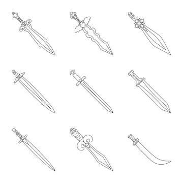 Vector illustration of game and armor icon. Collection of game and blade stock Stock Illustration