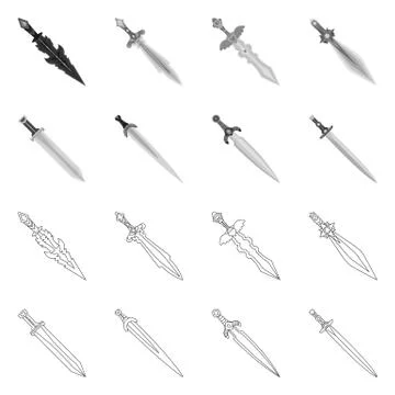 Vector illustration of game and armor sign. Set of game and blade stock vector Stock Illustration