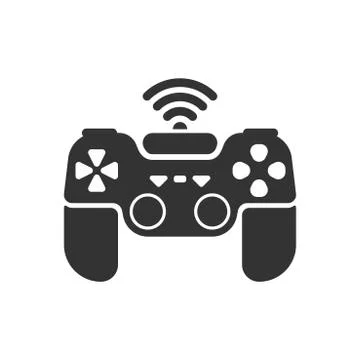 Vector illustration of the gamepad with Wi-fi. black on white. Stock Illustration