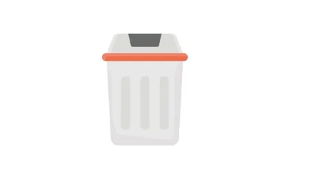 Vector illustration of a garbage can next to a tied trash bag on a plain ba.. Stock Footage 332540950