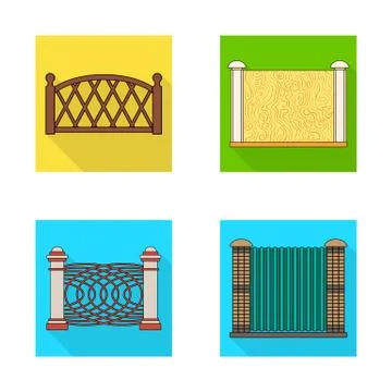 Vector illustration of gate and fence logo. Collection of gate and wall stock 스톡 일러스트
