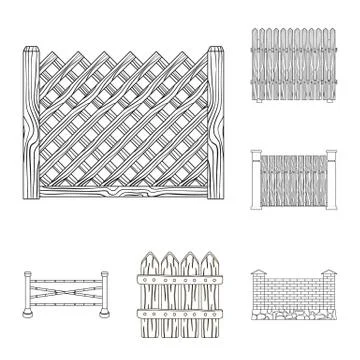 Vector illustration of gate and fence sign. Collection of gate and wall stock Stock Illustration