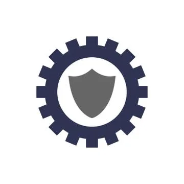 Vector illustration gear and shield icon logo design Stock Illustration